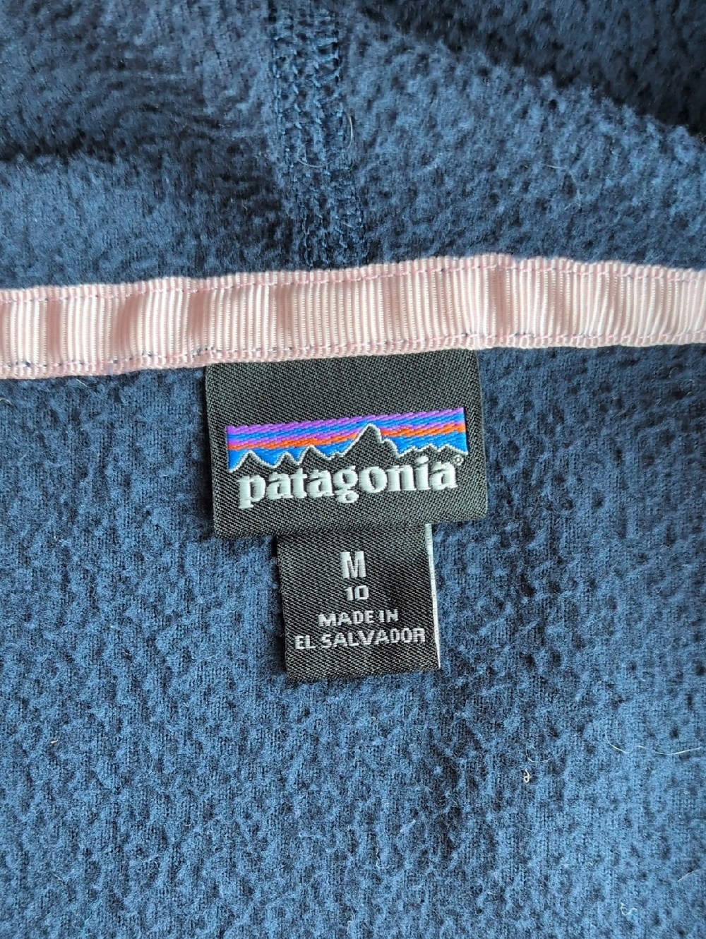 Patagonia Kids Navy and Pink Zip Hooded Fleece - Picture 5 of 8